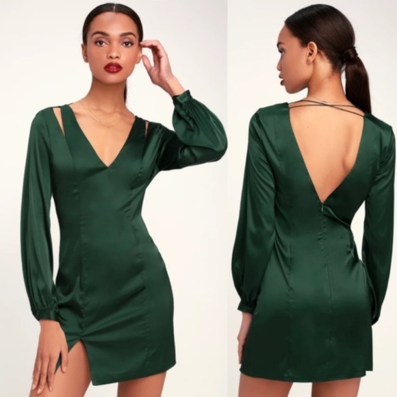 ryse Dresses & Skirts - Ryse The Label Green Amanda Satin Cutout Dress